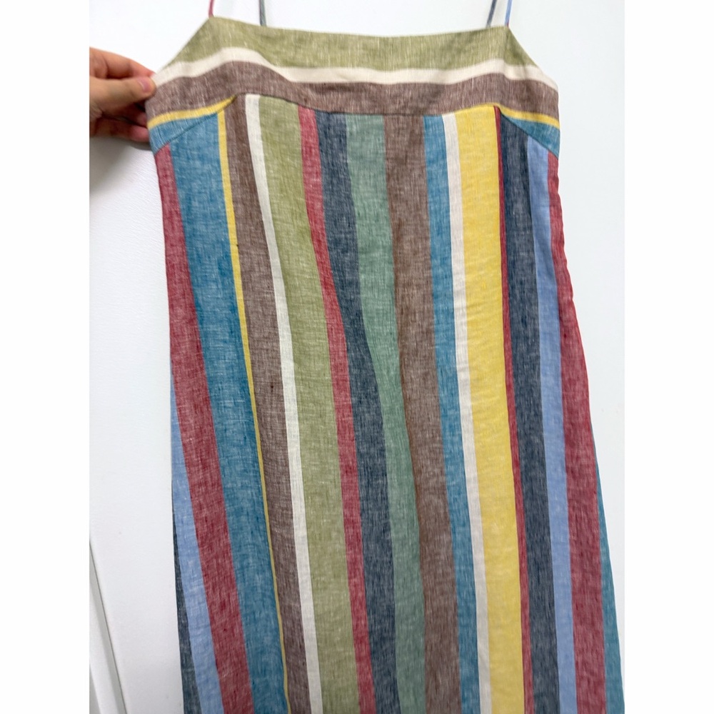 NWT Staud Laura Linen Maxi Dress Market Stripe Colorful Rainbow Sundress M - Picture 6 of 12